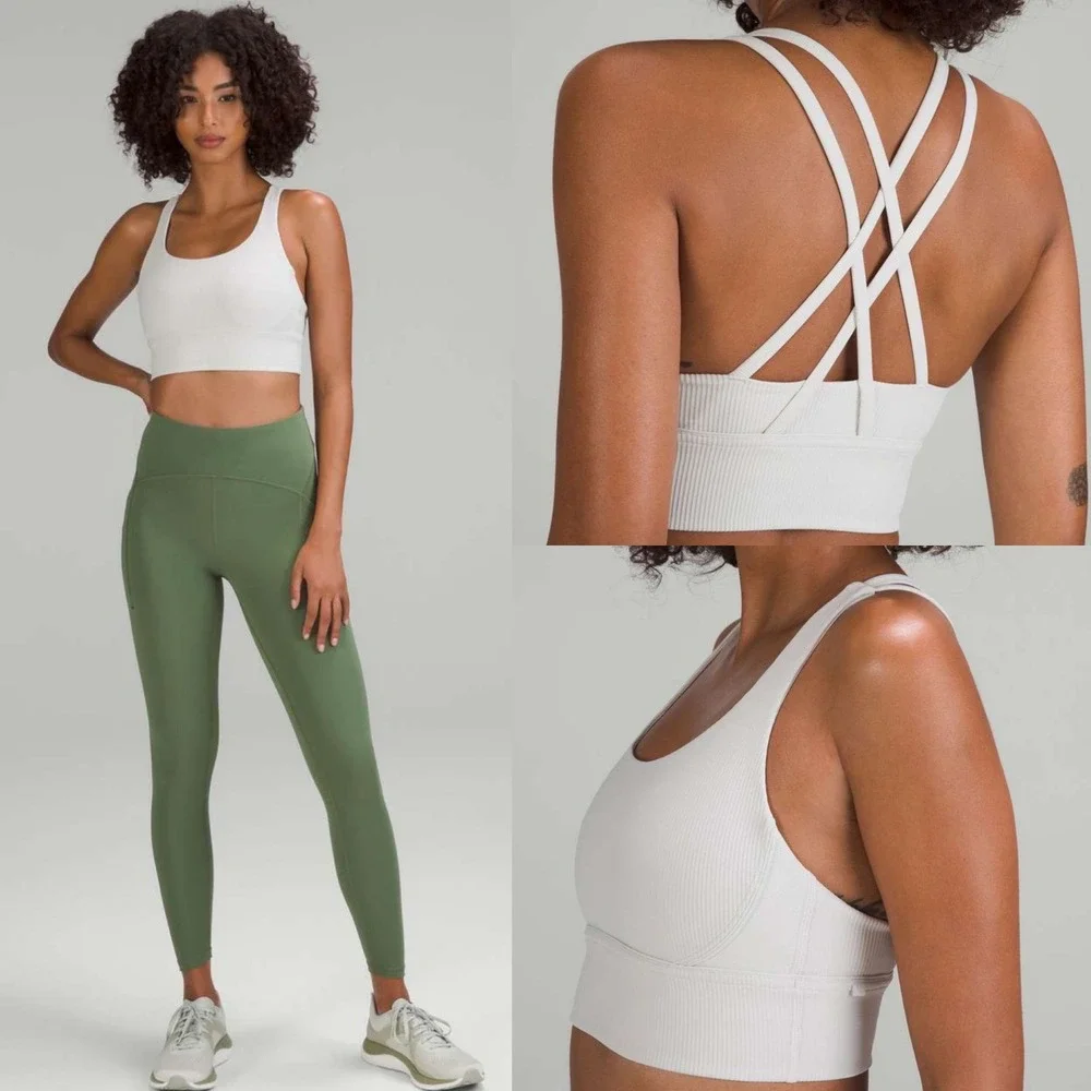 Lululemon Energy Longline Bra Ribbed Luxtremem Womens Size 4‎ Supportive W2BLIS - Picture 2 of 13